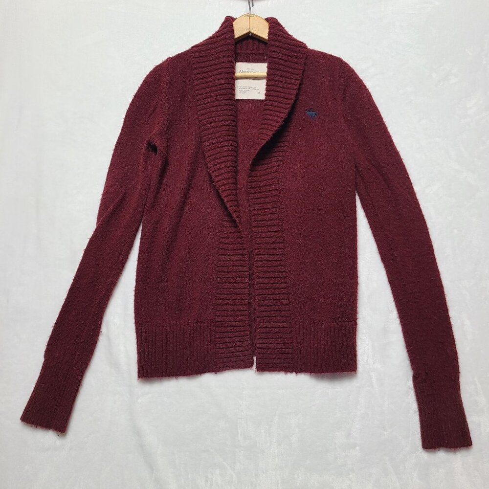 Abercrombie & Fitch Womens Maroon Red Cardigan Sweater Size S Wool Blend - Picture 7 of 7